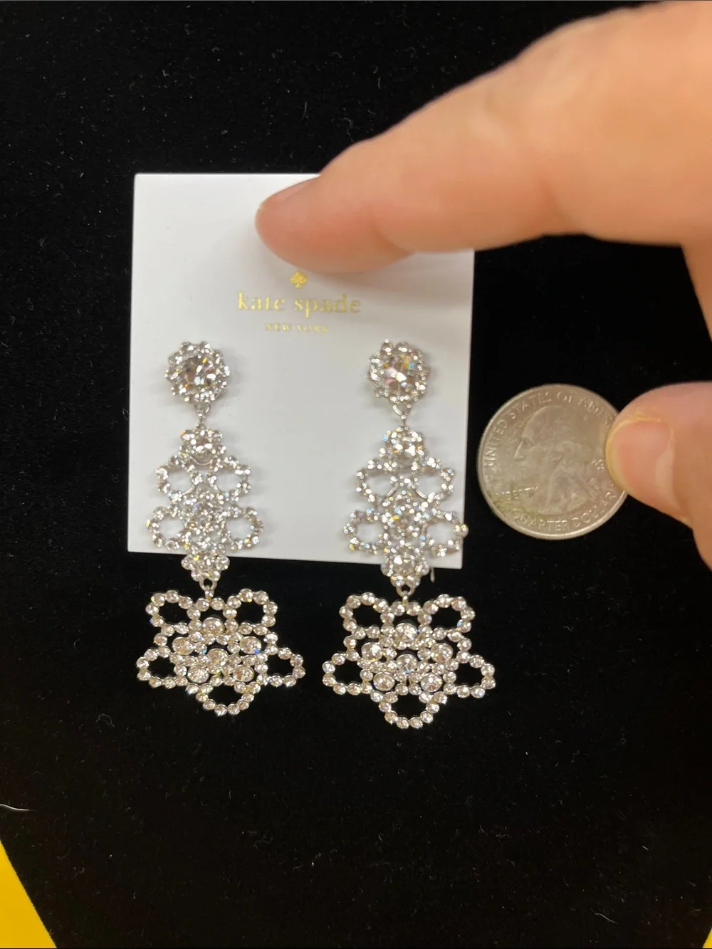 kate spade silver crystal floral chandelier earrings